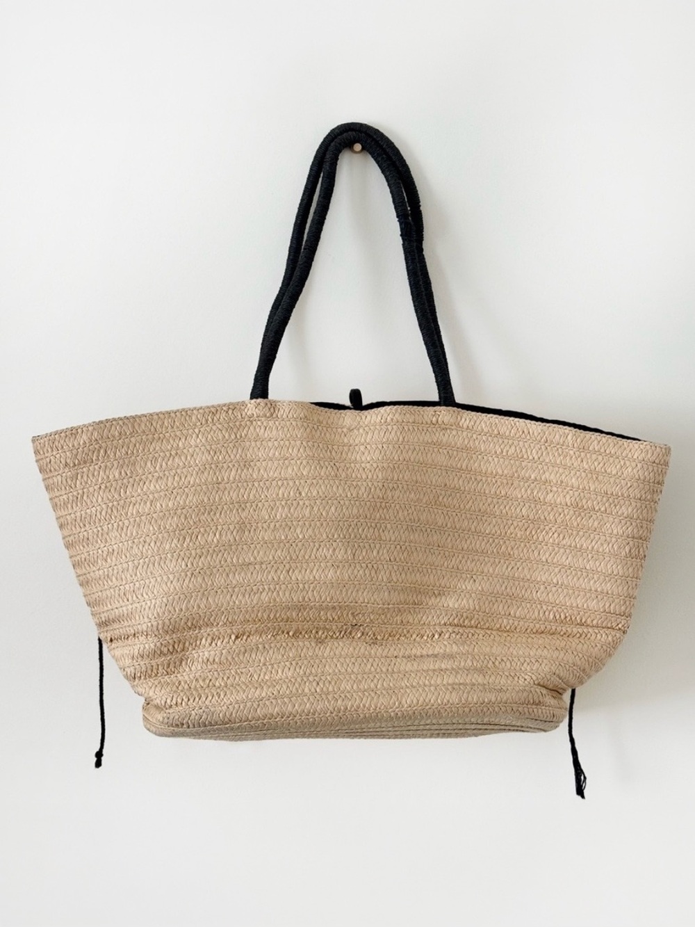 H&M Winky Face Straw Tote Bag Oversized Beach Market Bag - Picture 2 of 8